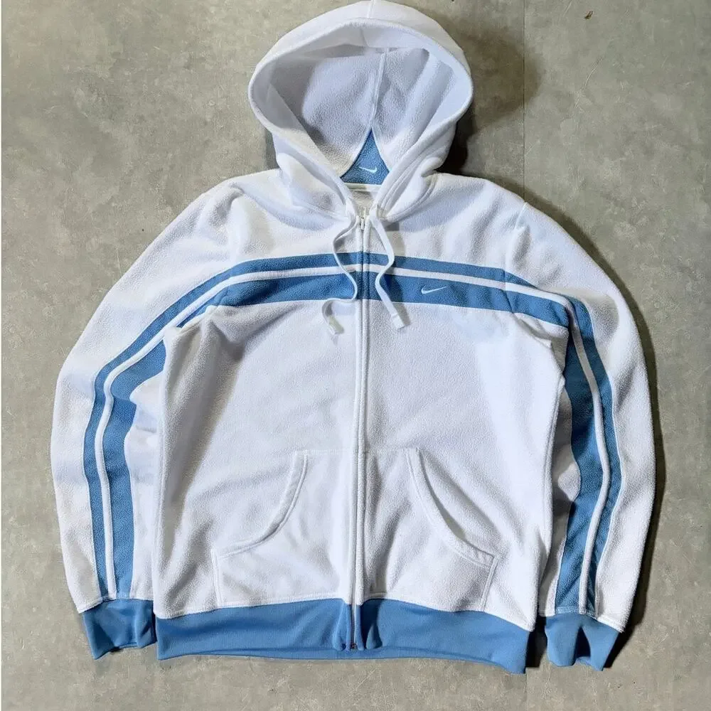 2000s Vintage Nike White Fleece Hoodie -M